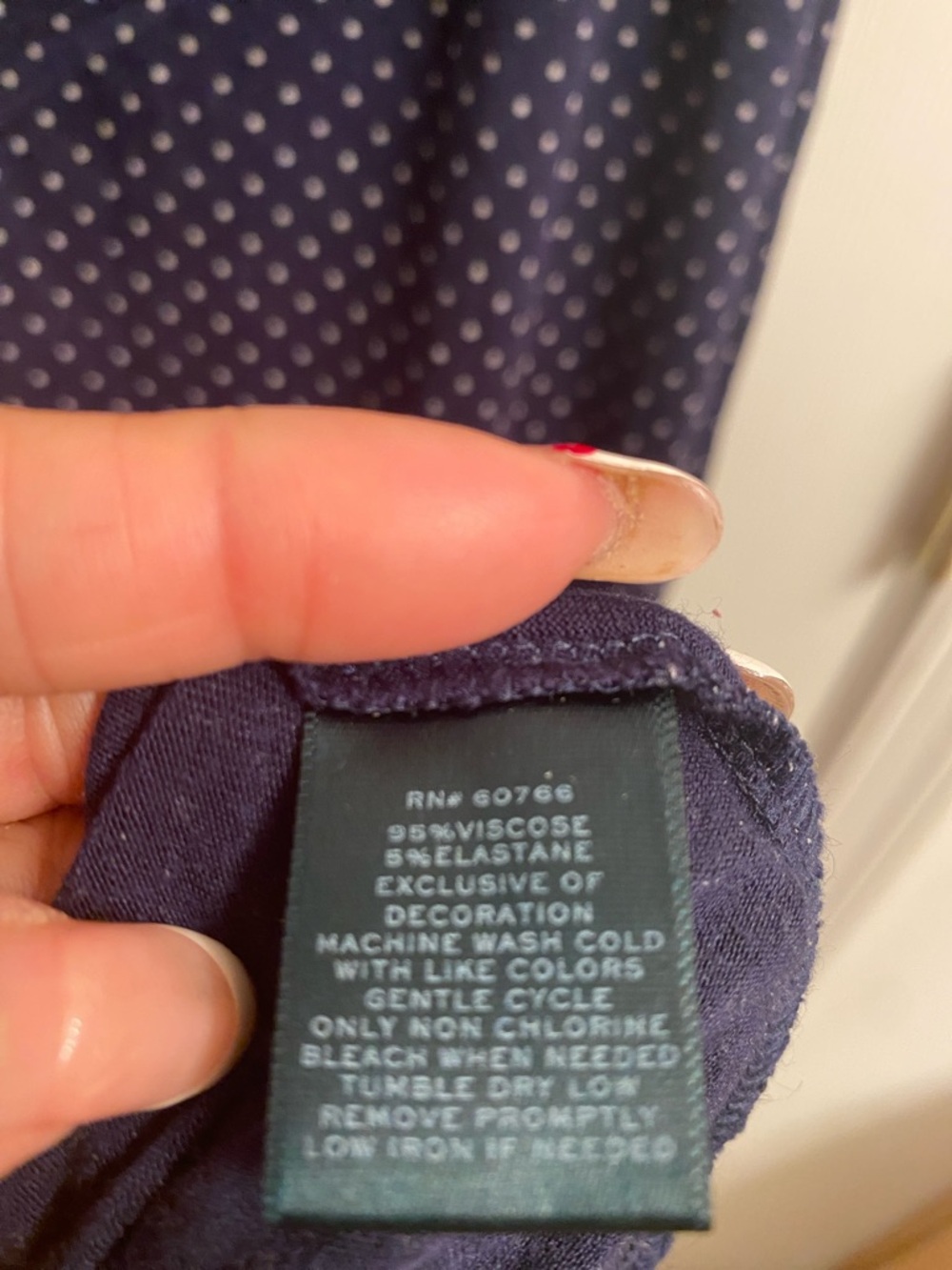Lauren Ralph Lauren Navy and White Polka Dot Henley Slip - Picture 5 of 5